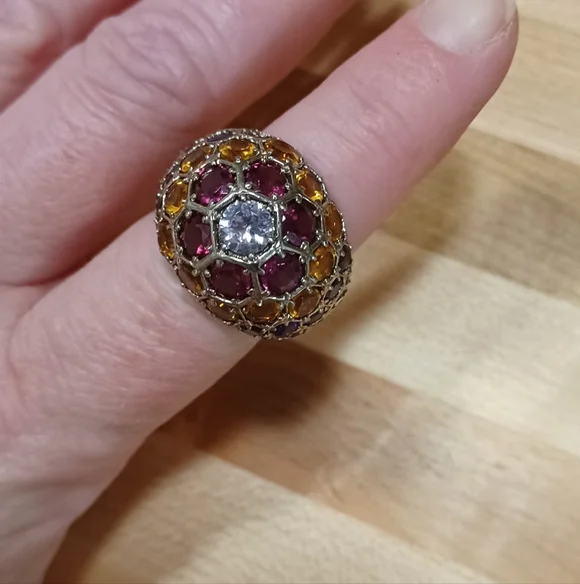 Sterling Garnet, Citrine and Amethyst Dome Ring - Picture 2 of 3